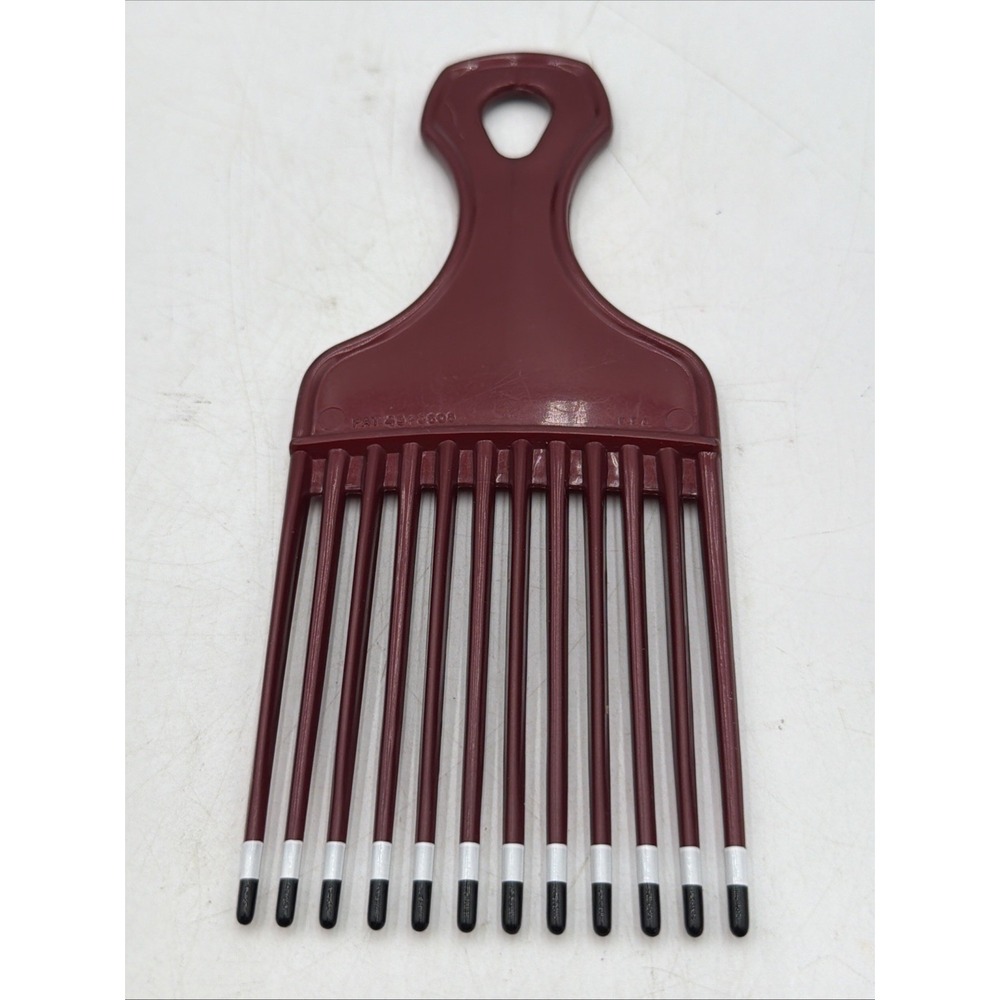 Vintage 1980s USA Patent 4345608 Plastic Hair Pick Lift Comb Maroon Black White
